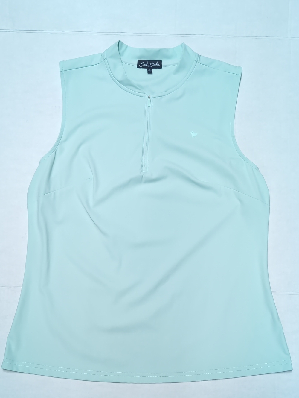 Bad Birdie Mint Green Sleeveless Golf Polo Top Quarter Zip Mock Neck Women’s L